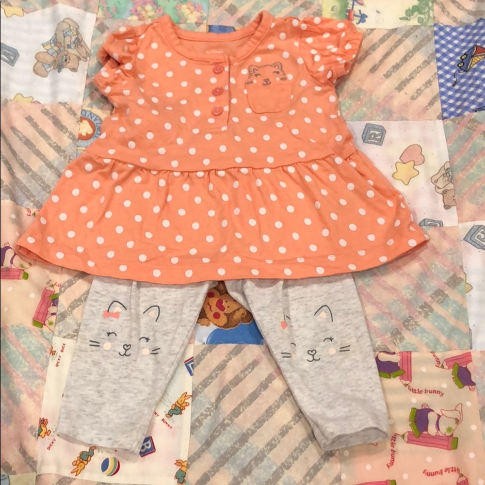 Orange polkadot shirt with pants by carters